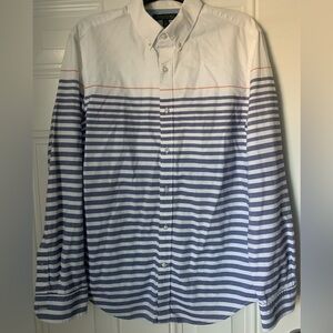Banana Republic Blue and White Striped Oxford Shirt Tailored Slim Fit Size M